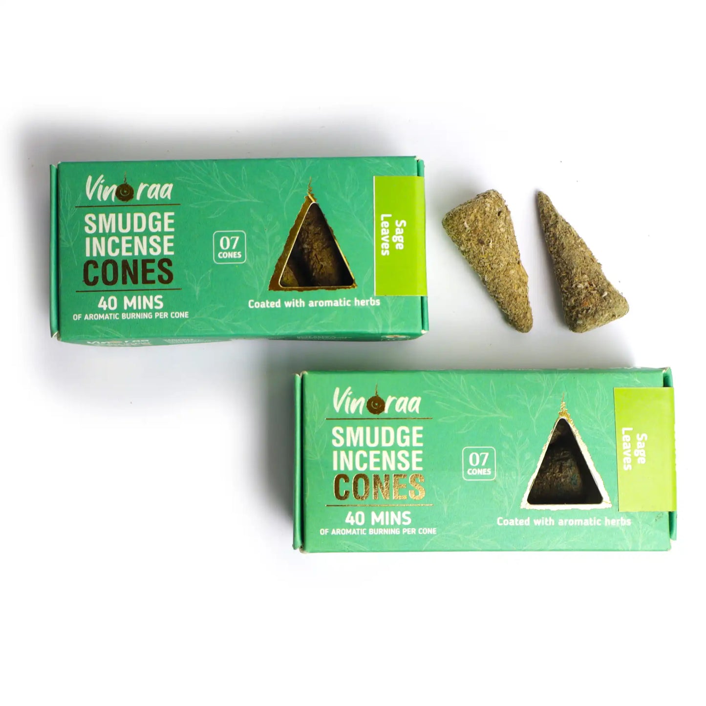 Handcrafted sage leaves herbal incense cones