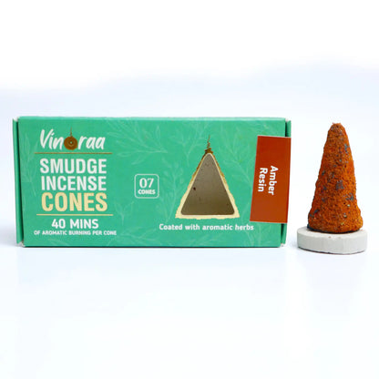 Amber resin crystal smudge incense cones pack of 7