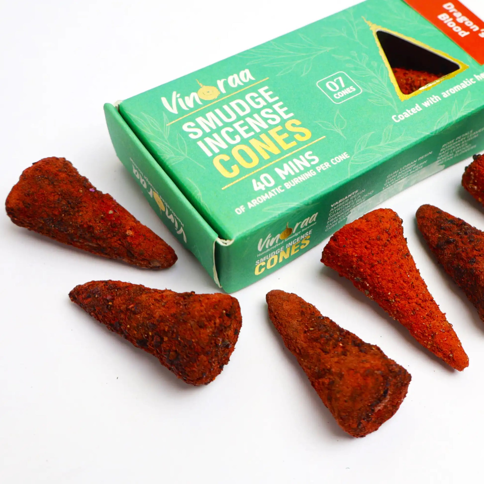Crystal-infused dragon’s blood resin incense cones