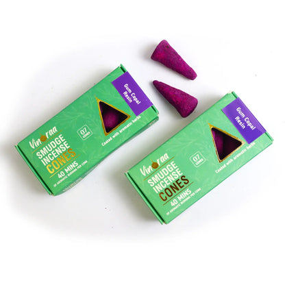 Crystal-infused gum copal smudge incense cones