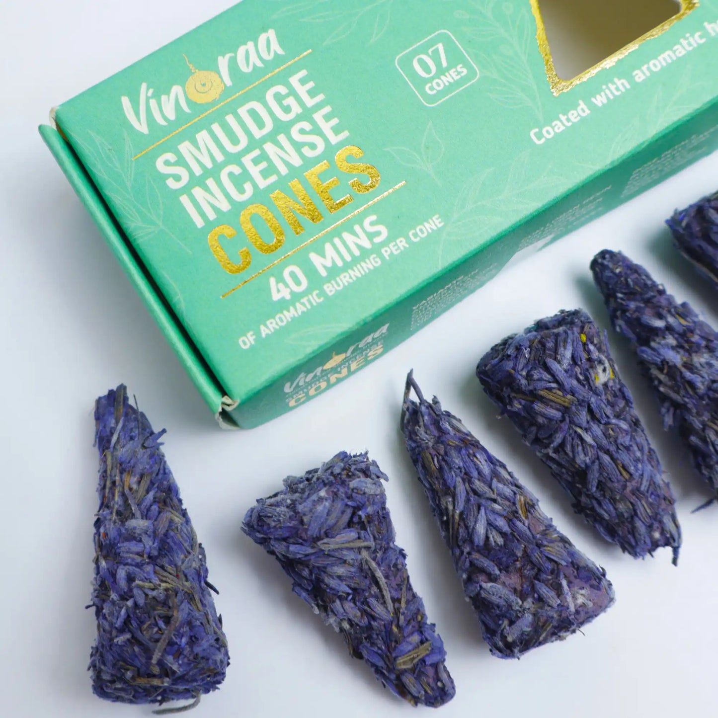 Natural lavender buds smudge incense cones for cleansing
