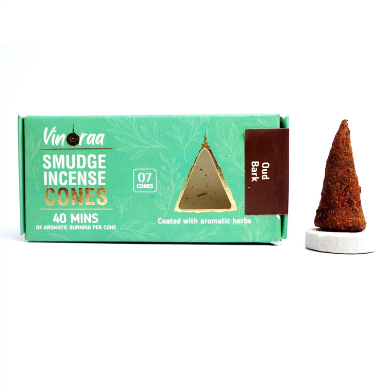 Oud Bark Crystal Smudge Incense Cones