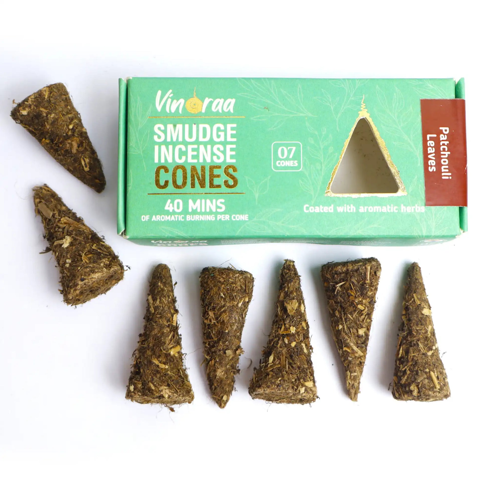 Natural patchouli leaves smudge incense cones for cleansing