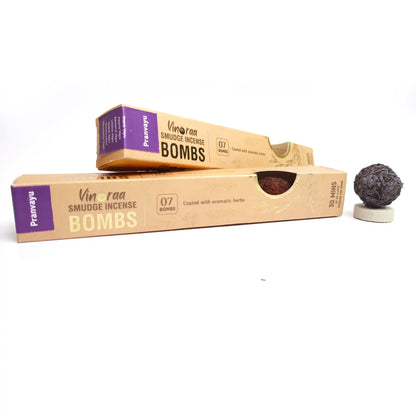 Pranvayu Smudge Incense Bombs. Set of 7 herbal smoke cleansing bombs for meditation,