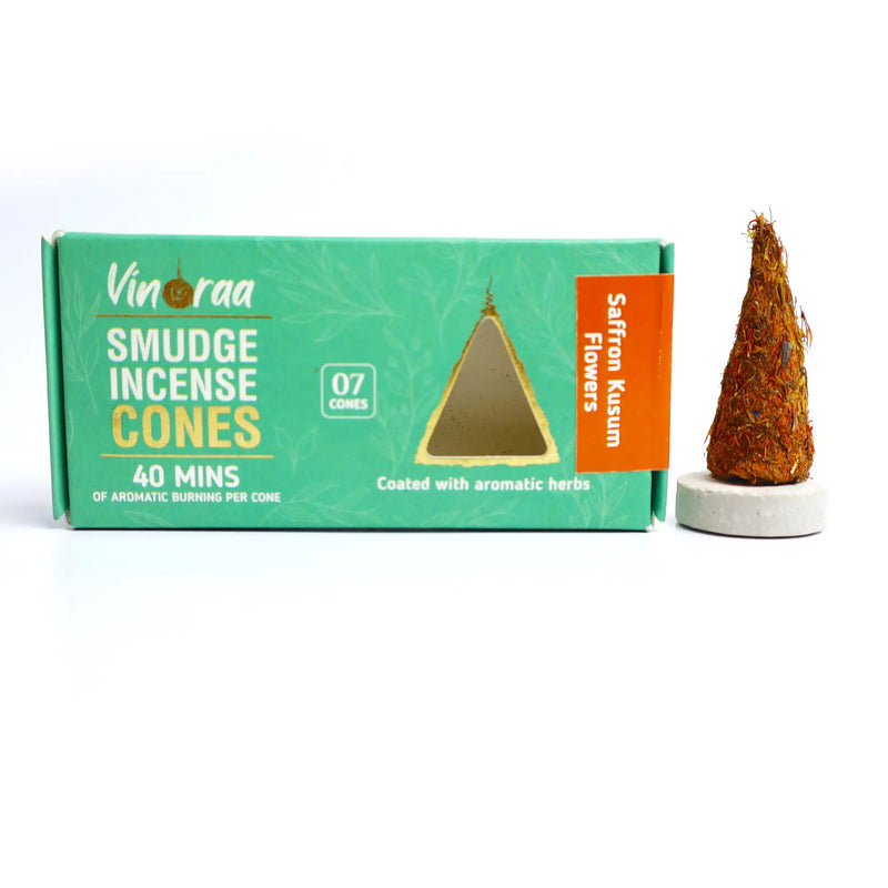 Saffron Kusum Botanical Flowers Smudge Incense Cones