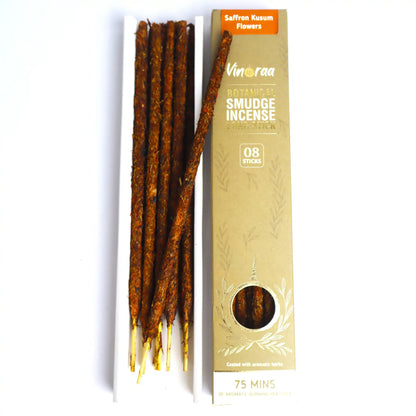 Saffron kusum flowers botanical smudge incense long sticks pack of 8