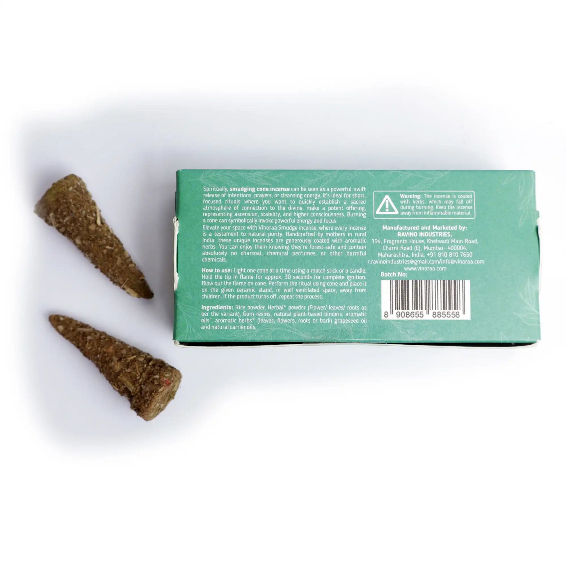 Sage smudge incense cones for meditation