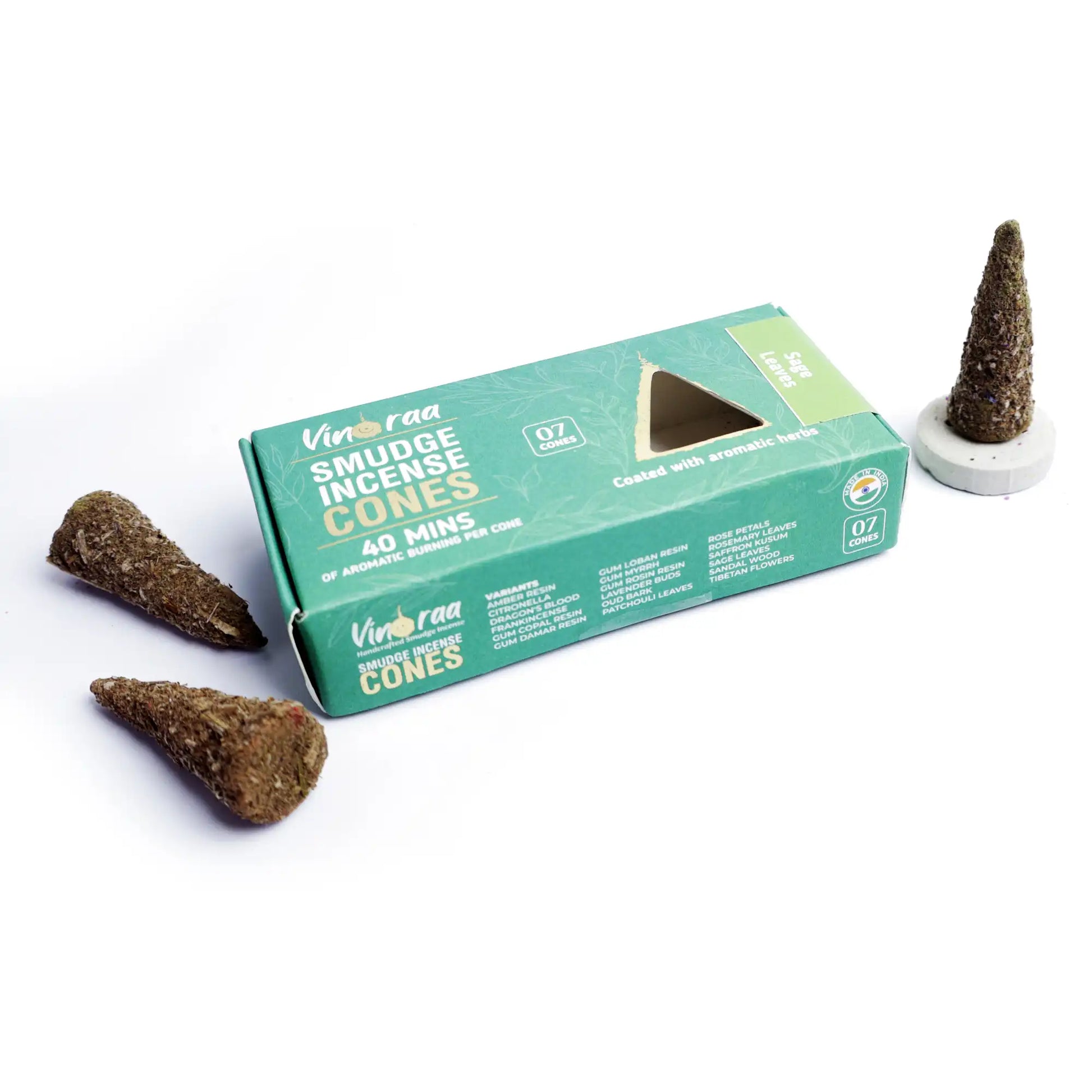 Sage incense cones burning