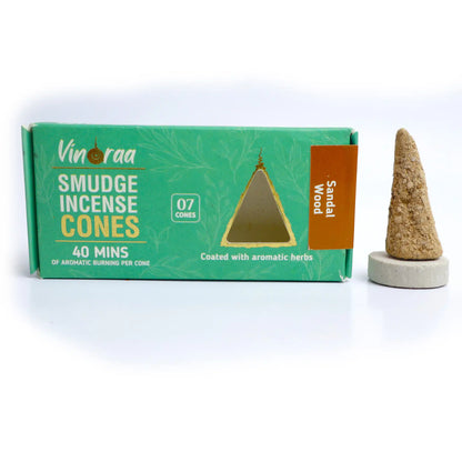 Sandalwood botanical smudge incense cones pack of 7
