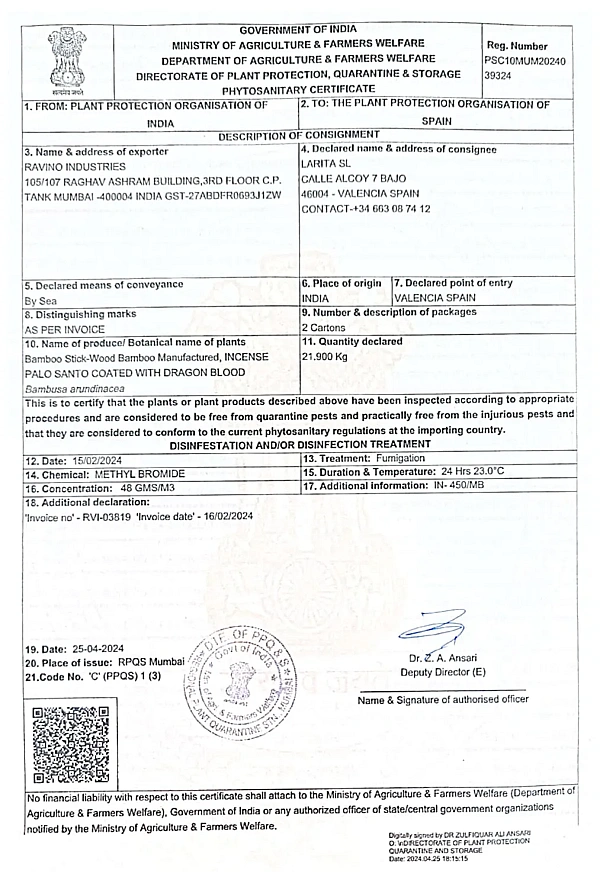 Phytosanitary Certificate – Ravino Industries | Certified Export Documentation for International Trade