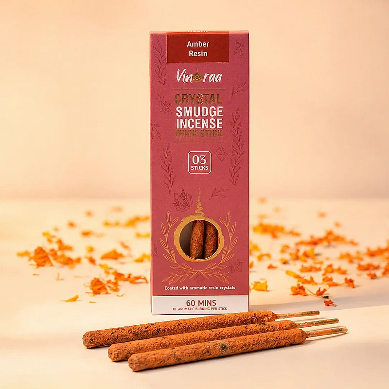 Amber Resin Crystal Smudge Incense Thick Stick