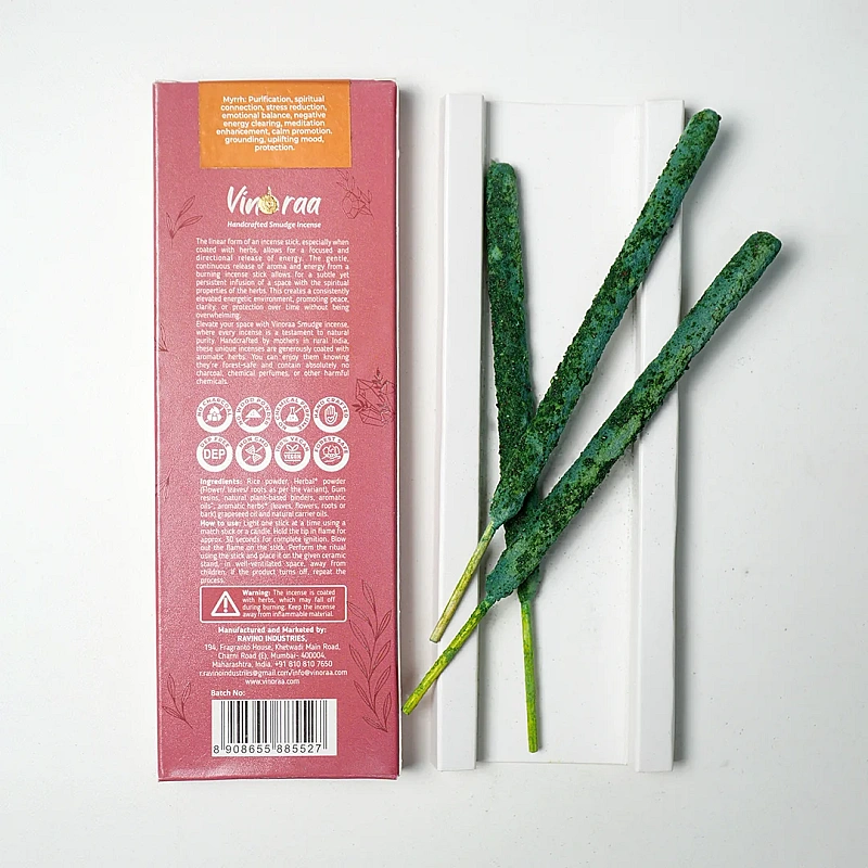 Gum Myrrh Crystal Smudge Incense Thick Stick