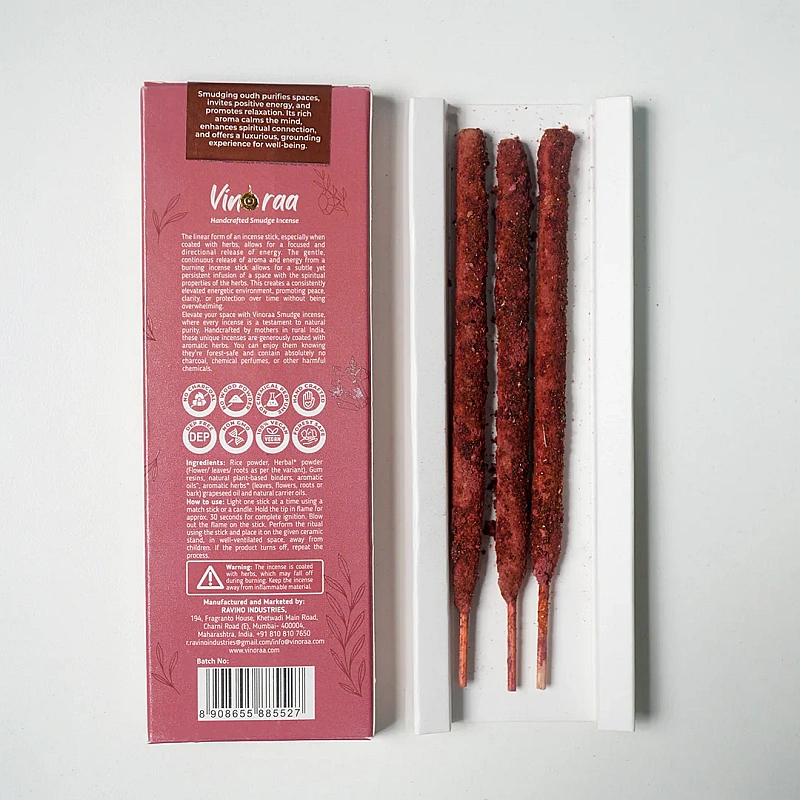 Oud Bark Crystal Smudge Incense Thick Stick