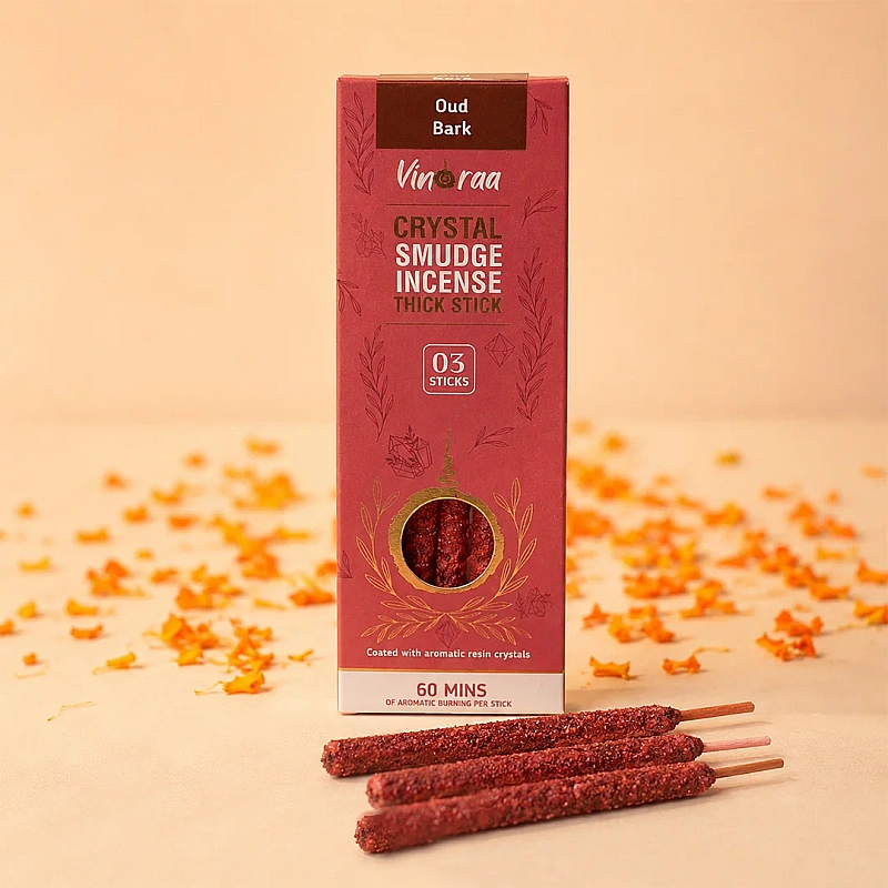 Oud Bark Crystal Smudge Incense Thick Stick