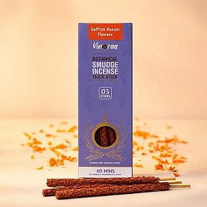 Saffron Kusum Flowers Botanical Smudge Incense Thick Stick