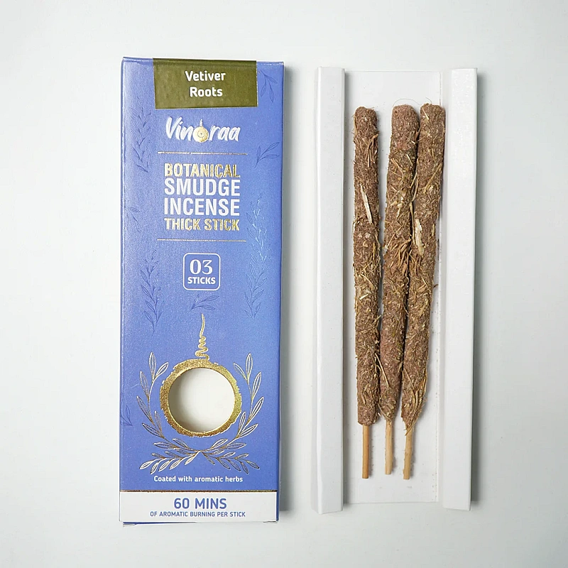 Vetiver Roots Botanical Smudge Incense Thick Stick