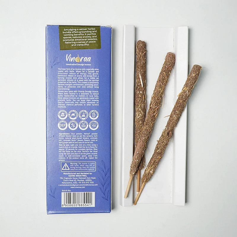 Vetiver Roots Botanical Smudge Incense Thick Stick